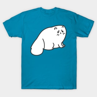 Angry Fluffy White Cat T-Shirt